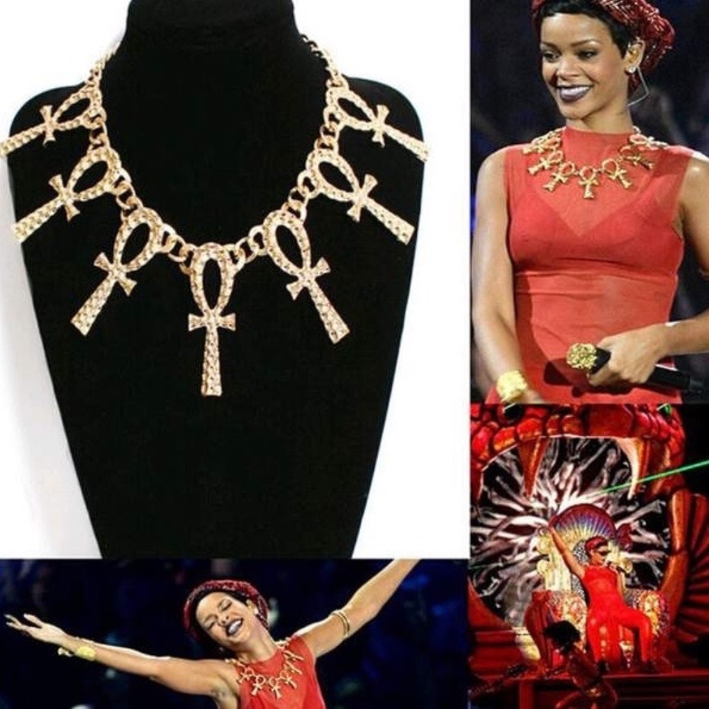 Gold Ankh Statement Necklace